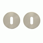 PAIRE DE ROSACES DE FONCTION RONDES - ACIER NICKELÉ MAT -DIAMÈTRE 48MM - CLÉ L CADAP