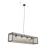 CAGEMESH - SUSPENSION MULTIPLES - 4 LUMIÈRE - L 118 CM - NOIR - RUSTIQUE - ÉCLAIRAGE INTÉRIEUR - SALON I CHAMBRE I CUISINE I SALLE À MANGER - NOIR