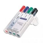 STAEDTLER POCHETTE DE 4 MARQUEURS EFFAÇABLES À SEC POINTE OGIVE ENCRE ALCOOL 4 COULEURS ASSORTIES 351