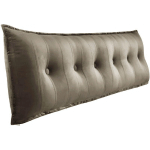 VERCART - GRAND OREILLER DE LIT DÉCORATIF, COUSSIN DE LECTURE CAPITONNÉ DE BOUTONS, OREILLER DE CORPS POUR DORMEUR LATÉRAL, BRUN CLAIR VELOURS, 180 X