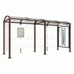 ABRI BUS VOÛTE 5 M VITRINE - 1 BARDAGE LATÉRAL - MARRON 8017 - PROCITY