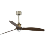 FARO BARCELONA - FARO JUST - LED VIEIL OR, VENTILATEUR DE PLAFOND EN BOIS AVEC MOTEUR INTELLIGENT CC - TÉLÉCOMMANDE INCLUSE, 3000K