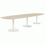TABLE CONFÉRENCE ELGA PIED COROLLE 360X113 CM PLATEAU MÉLAMINÉ ACACIA/BLANC - MANUTAN COLLECTIVITÉS