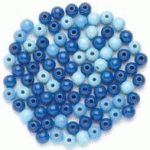 6.1655.053 - SACHET DE 28 PERLES EN BOIS, DIAMÈTRE 12 MM, ASSORTIMENT DE BLEU
