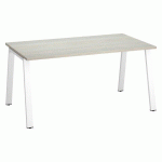 BUREAU DROIT ECLA CHÊNE GRIS L 160 X P 80 CM PIÈTEMENT MÉTAL FINITION BLANC