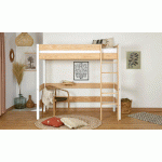 PACK LIT MEZZANINE DOUGLAS + MATELAS  BLANC ET BOIS 90X190 CM/OPT:MATELAS ARNO LATEX