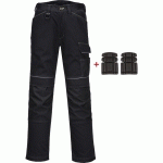 PANTALON DE TRAVAIL PW3 + PROTÈGE-GENOUX PORTWEST 42 NOIR