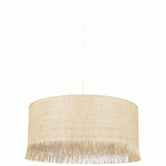 SUSPENSION CYLINDRE EN MATIÈRE RAPHIA AVEC FRANGES RAPHIA - MANUTAN COLLECTIVITÉS