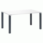 BUREAU DROIT EDEN L 140 X P 80 CM PLATEAU BLANC PIÉTEMENT MÉTAL ANTHRACITE