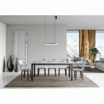 TABLE EXTENSIBLE 90X160/264 CM EVERYDAY EVOLUTION FRÊNE BLANC STRUCTURE ANTHRACITE