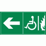 LOT DE 3 - PANNEAU ÉVACUATION PMR - SORTIE DE SECOURS GAUCHE - 300 X 150 - VINYLE SOUPLE AUTOCOLLANT