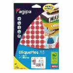 PASTILLE ADHÉSIVE Ø 15 MM AGIPA 114313 ROUGE - BOÎTE DE 960