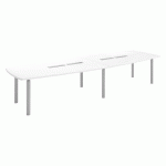 TABLE MODULABLE BELEM 14 PERSONNES L 380 X P 140 CM BLANCHE PIÈTEMENT ALUMINUM