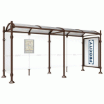 ABRI BUS PROVINCE 5 M VITRINE 1 BARD. LAT. INOX MARRON 8017 - PROCITY