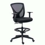 CHAISE DE BUREAU HAUTE MAGNUS - TISSU ET MAILLE - MÉCANISME HAUT/BAS - ACCOUDOIRS - REPOSE PIED - PIÈTEMENT À ROULETTES