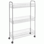 DESSERTE MULTI-USAGE SLIM DELUXE, 3 NIVEAUX, ARGENT