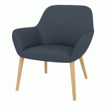 FAUTEUIL CITY DOSSIER BAS PIED BOIS ENDUIT PVC GRIS BLEU - QUADRIFOGLIO