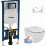 GEBERIT - PACK WC BATI-SUPPORT EXTRA-PLAT UP720 + WC IDEAL STANDARD TESI AQUABLADE + ABATTANT SOFTCLOSE + PLAQUE BLANC/CHROME