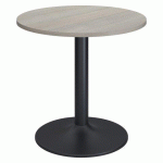 TABLE RONDE EXCELLENS PLATEAU D 80 CM CHÊNE GRIS - 3 PERSONNES - PIED MÉTAL TULIPE ANTRACITE RAL 7016
