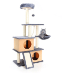 ARBRE À CHAT GRIS FONCÉ 127CM GRIFFOIR MAISONNETTE HAMAC ESCALADE JEUX ANIMAL DOMESTIQUE - GRAU - FUDAJO