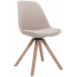 CHAISE PIVOTANTE AVEC DES JAMBES EN BOIS CLAIR ET UN TISSU ASSIS DIFFÉRENTES COULEURS COLORE : CRÈME