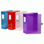 LOT DE 4 - BOÎTE DE CLASSEMENT CLASS DOC A4 - DOS 10 CM - POLYPROPYLÈNE - PROPYGLASS VIQUEL - COLORIS ASSORTIS