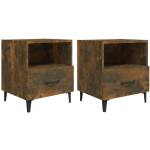 TABLES DE CHEVET 2 PCS CHÊNE FUMÉ BOIS D'INGÉNIERIE