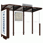 ABRI BUS CONVIVIALE 3 M CAISSON BARDAGE DROIT MARRON 8017 - PROCITY