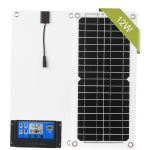 KIT DE PANNEAU SOLAIRE 12 W 12 V AVEC CONTRÔLEUR DE CHARGE, PORT USB, MODULE MONOCRISTALLIN HORS RÉSEAU AVEC CÂBLES DE CONNEXION SAE POUR