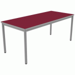 TABLE CARÉLIE 180X80 T6 - 4P STRAT POLYU. CERISE GRIS/9006 - MOBIDECOR