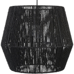 LAMPE À SUSPENDRE DE STYLE BOHO EN CORDES DE PAPIER TISSÉE NOIRES À ABAT-JOUR HEXAGONE GWERU - NOIR