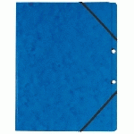 LOT DE 10 - CHEMISE À ÉLASTIQUE SANS RABAT CARTE EXACOMPTA 24 X 32 CM DOS 2,5 CM BLEUE