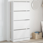 VIDAXL - ARMOIRE À CHAUSSURES 4 TIROIRS RABATTABLES BLANC 80X21X163,5 CM