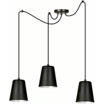 LICHT-ERLEBNISSE - LUSTRE SUSPENSION D'INTÉRIEUR SHIGERU À 3 LUMIÈRES AU DESIGN RÉTRO NOIR 3XE27 - NOIR, BLANC - NOIR, BLANC