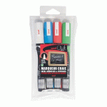 MARQUEUR CRAIE EFFAÇABLE UNI-BALL CHALK POINTE OGIVE DE 1,8 À 2,5 MM- POCHETTE DE 4 COULEURS CLASSIQUES ASSORTIES