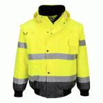PORTWEST C465 BLOUSON BOMBER 3-EN-1 HAUTE VISIBILITÉ BICOLORE JAUNE/GRIS - TAILLE L