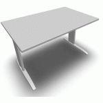 TABLE PIED L AVEC CARTER 120X80 CM GRIS BLANC/BLANC - EOL