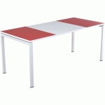 BUREAU EASY OFFICE 160X80CM PIED BLANC PLATEAU BLANC/ROUGE - PAPERFLOW