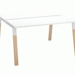PÔLE DE 2 BUREAUX DROITS L 140 X P 60 CM, PIÉTEMENT BOIS MÉTAL BLANC - ARCH