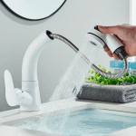 ROBINET LAVABO SALLE DE BAIN BLANC 360 PIVOTANT MITIGEUR ÉVIER EN LAITON MONOTROU POUR VASQUE ROBINETTERIE ROBINET SALLE DE BAIN, CHORME