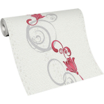 BRICOFLOR - PAPIER PEINT À FLEURS ROUGE & BLANC POUR CUISINE TAPISSERIE À MOTIF FLORAL ROUGE PAPIER PEINT MODERNE FLORAL IDÉAL COULOIR