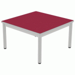 TABLE CARÉLIE 80X80 T1 - 4P STRAT POLYU. CERISE GRIS/9006 - MOBIDECOR