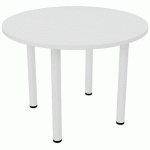 TABLE RONDE D.100 BLANC 19MM C. BLANC P. 30X30 BLANC