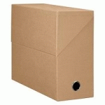 BOÎTE DE CLASSEMENT CARTON PAPIER GRAIN TOILE DOS 12 CM - HAVANE - LOT DE 5