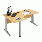 BUREAU COMPACT ALTYS L 160 X P 110 CM PLATEAU HÊTRE RETOUR GAUCHE PIÉTEMENT MÉTAL ANTHRACITE