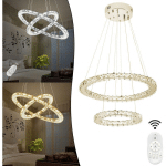 AUFUN - LED CRYSTAL LAMPE À PLAFOND 48W 2 BAGUES DIMMABLE