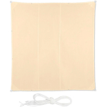 VOILE D'OMBRAGE CARRÉ , IMPERMÉABLE, ANTI-UV, TENDEURS, TERRASSE, BALCON,4X4 M, BEIGE - RELAXDAYS