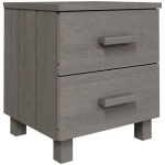 TABLE DE CHEVET HAMAR GRIS CLAIR 40X35X44,5 CM BOIS PIN MASSIF