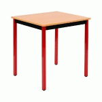 TABLE POLYVALENTE RECTANGLE - L. 70 X P. 60 CM - PLATEAU HETRE - PIEDS ROUGES