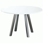TABLE RÉUNION EVAN Ø 120 CM PIED NOIR PLATEAU STRAT BLANC - MBA
